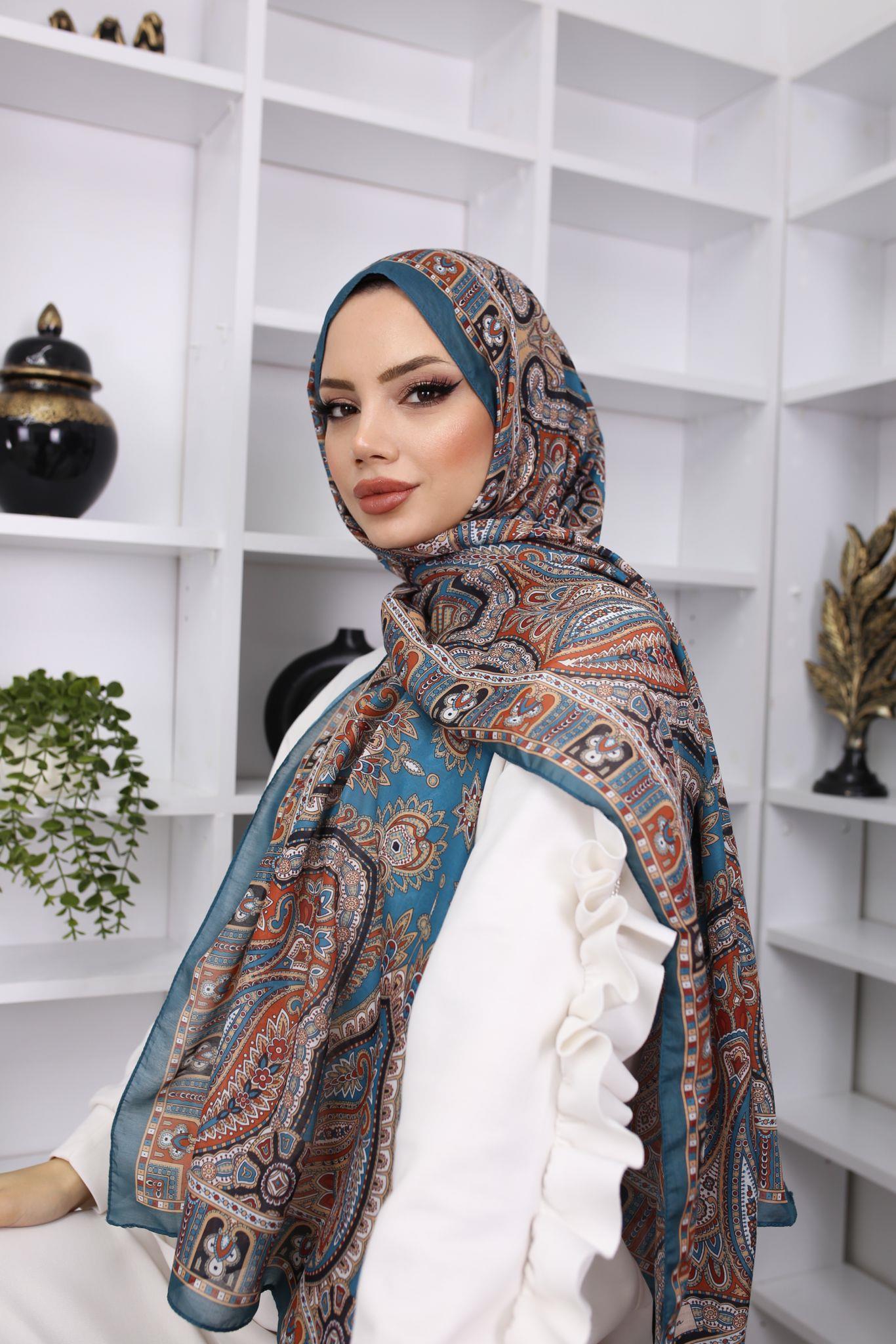 Retro Desen Pamuk ŞAL Feronis Scarf