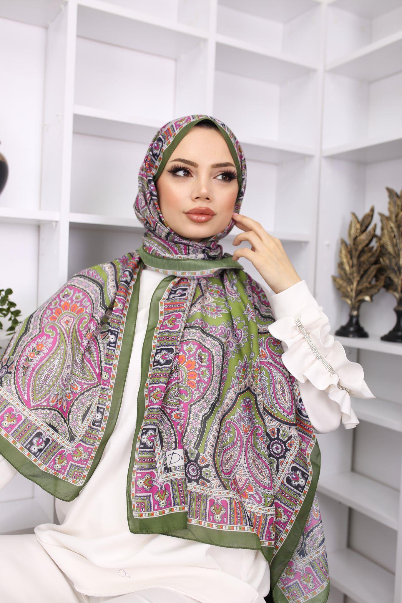 Retro Desen Pamuk Şal Feronis Scarf