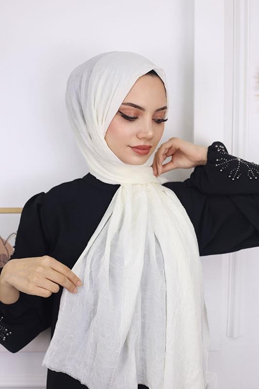 Bambu Kraş Şal Kirli Beyaz