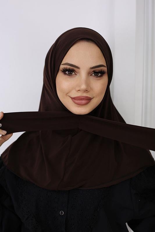 Çıtçıtlı Hijab Bone Acı Kahve