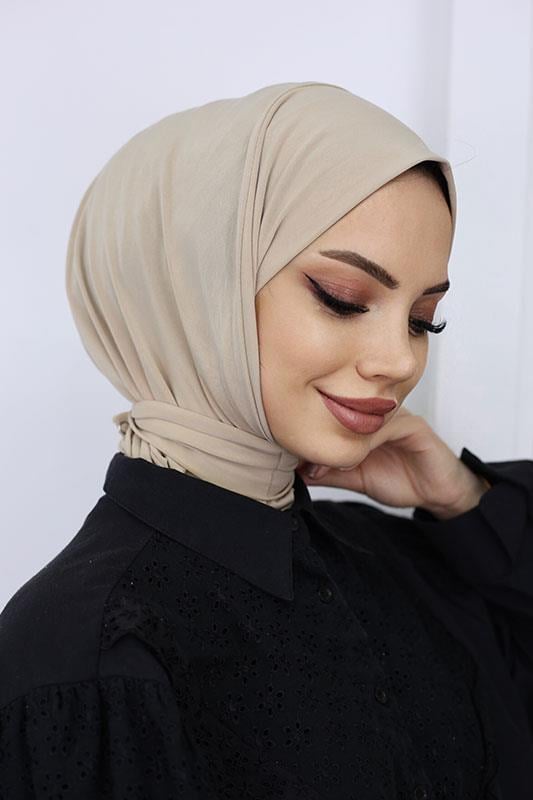 Çıtçıtlı Hijab Bone Bej