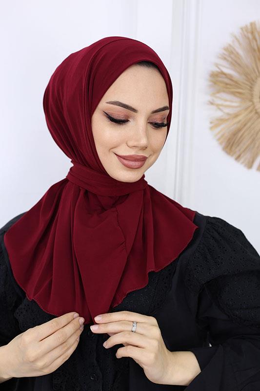 Çıtçıtlı Hijab Bone Bordo