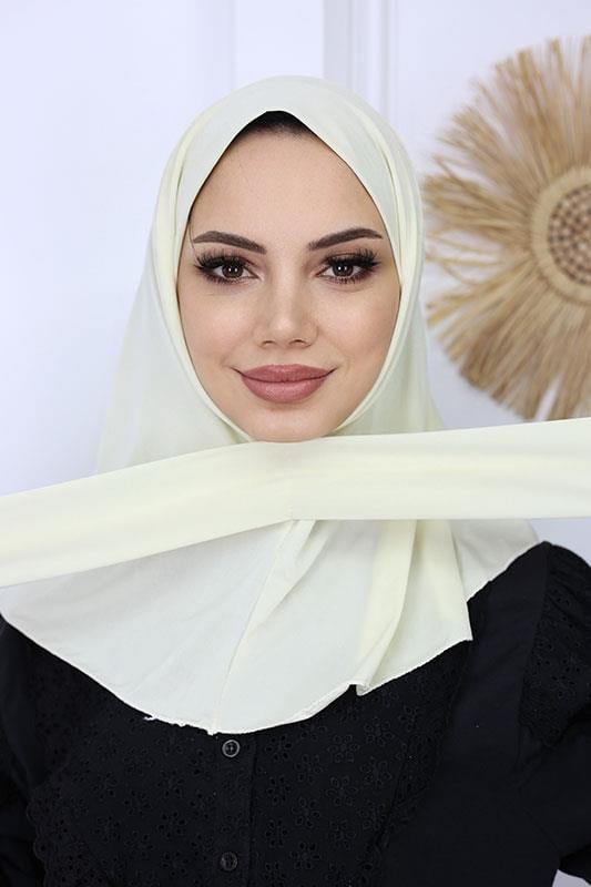Çıtçıtlı Hijab Bone Ekru