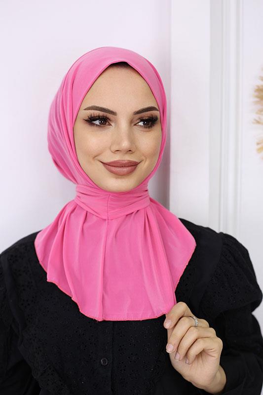 Çıtçıtlı Hijab Bone Fuşya