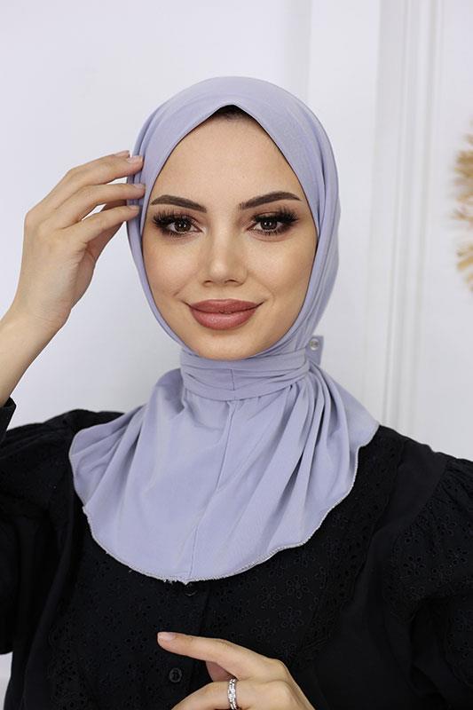 Çıtçıtlı Hijab Bone Gümüş