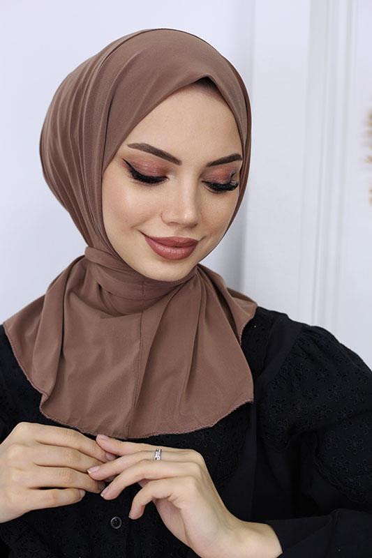 Çıtçıtlı Hijab Bone Kahverengi