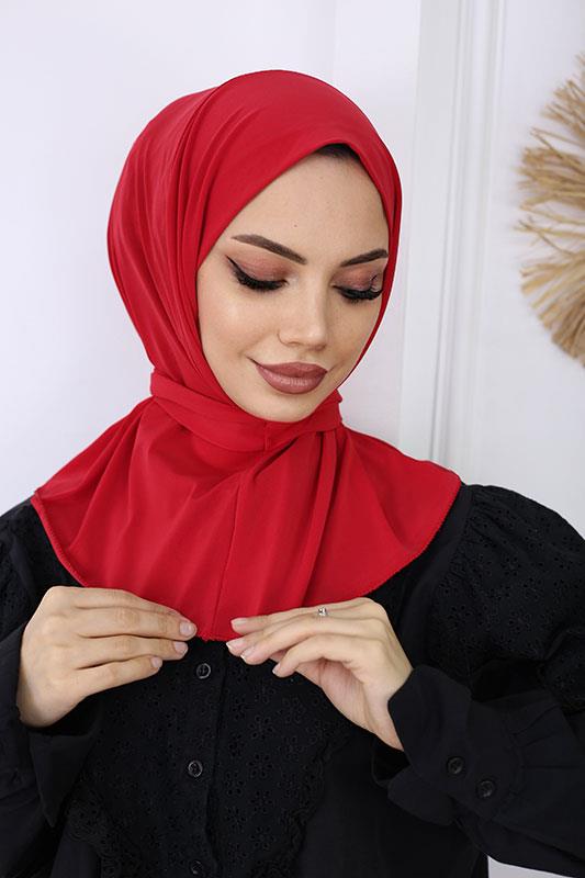 Çıtçıtlı Hijab Bone Kırmızı