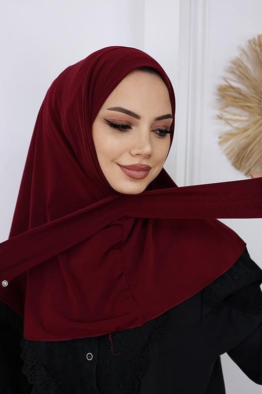 Çıtçıtlı Hijab Bone Koyu Bordo