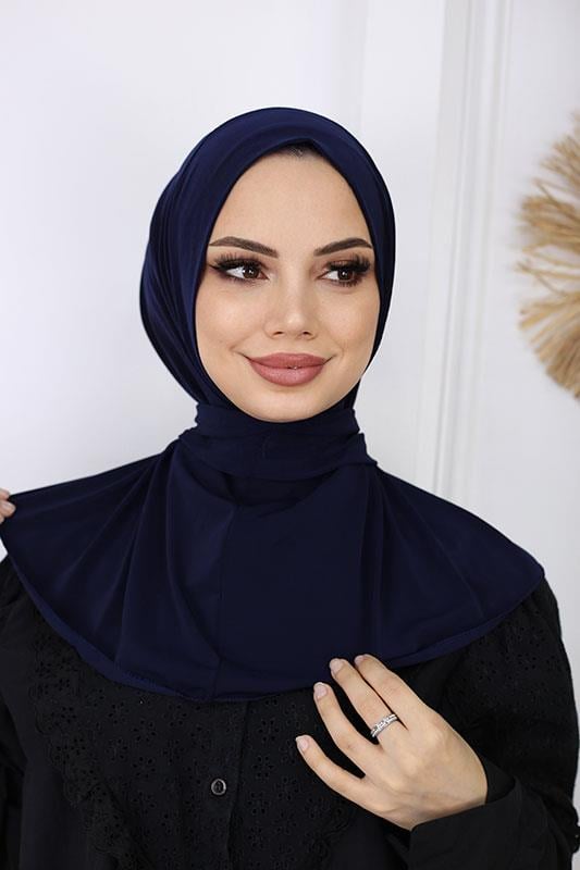 Çıtçıtlı Hijab Bone Koyu Lacivert