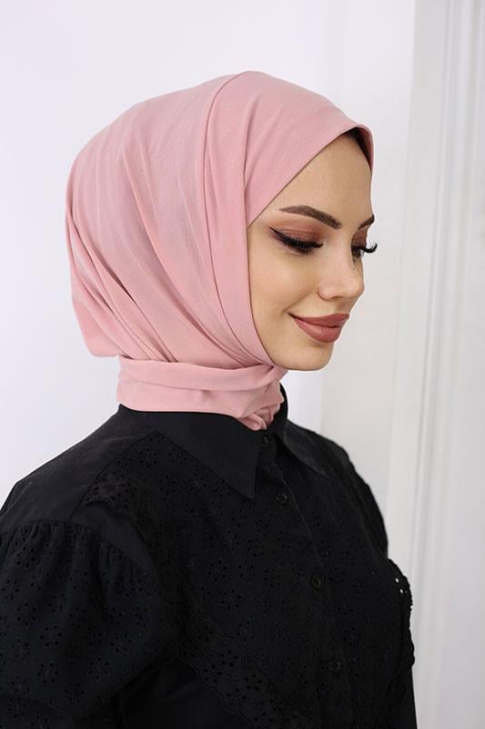 Çıtçıtlı Hijab Bone Koyu Pudra