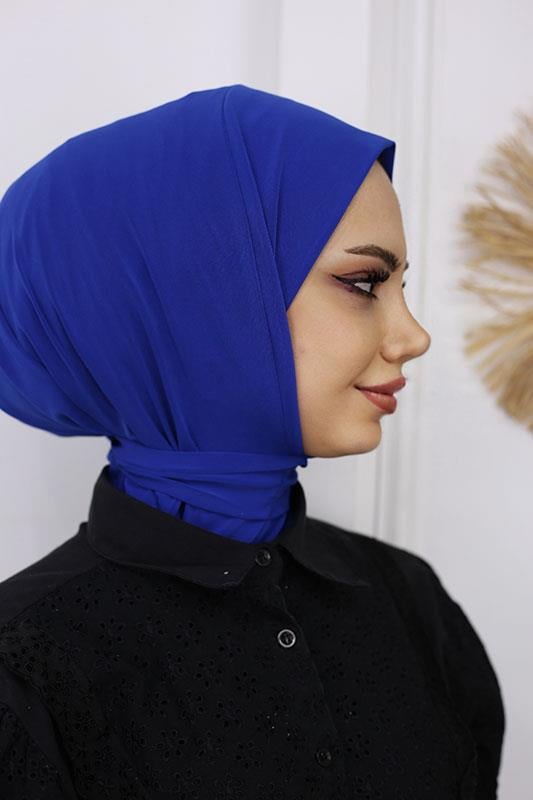 Çıtçıtlı Hijab Bone Saks Mavisi