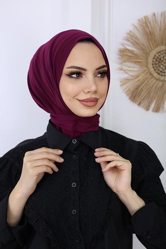 Çıtçıtlı Hijab Bone Vişne Çürüğü