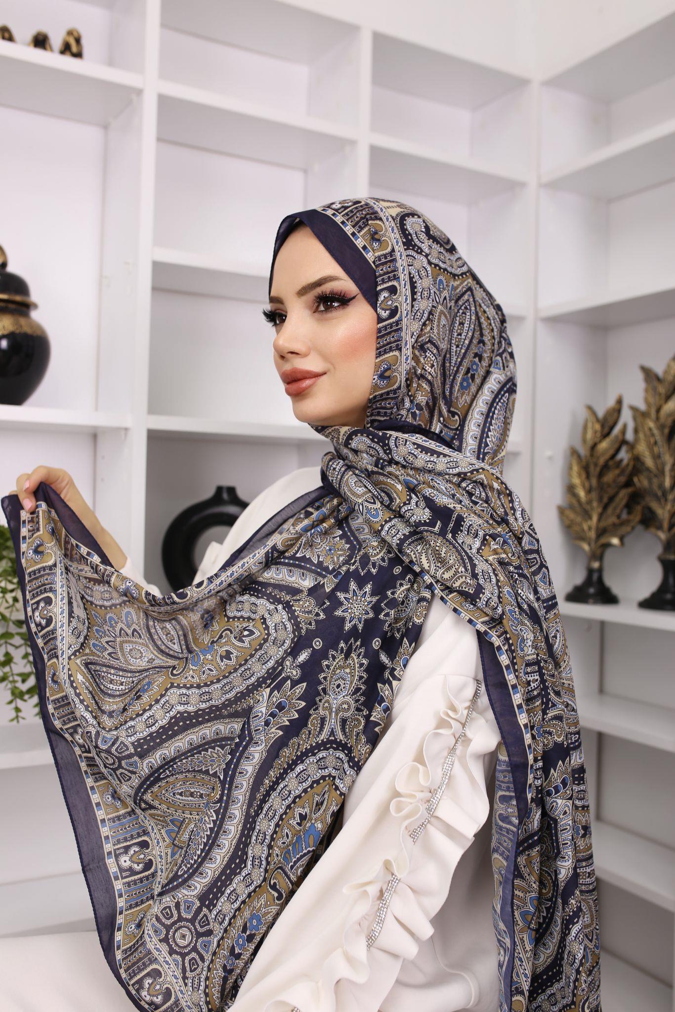 Soft İpek Retro Desen Pamuk ŞalFeronis Scarf