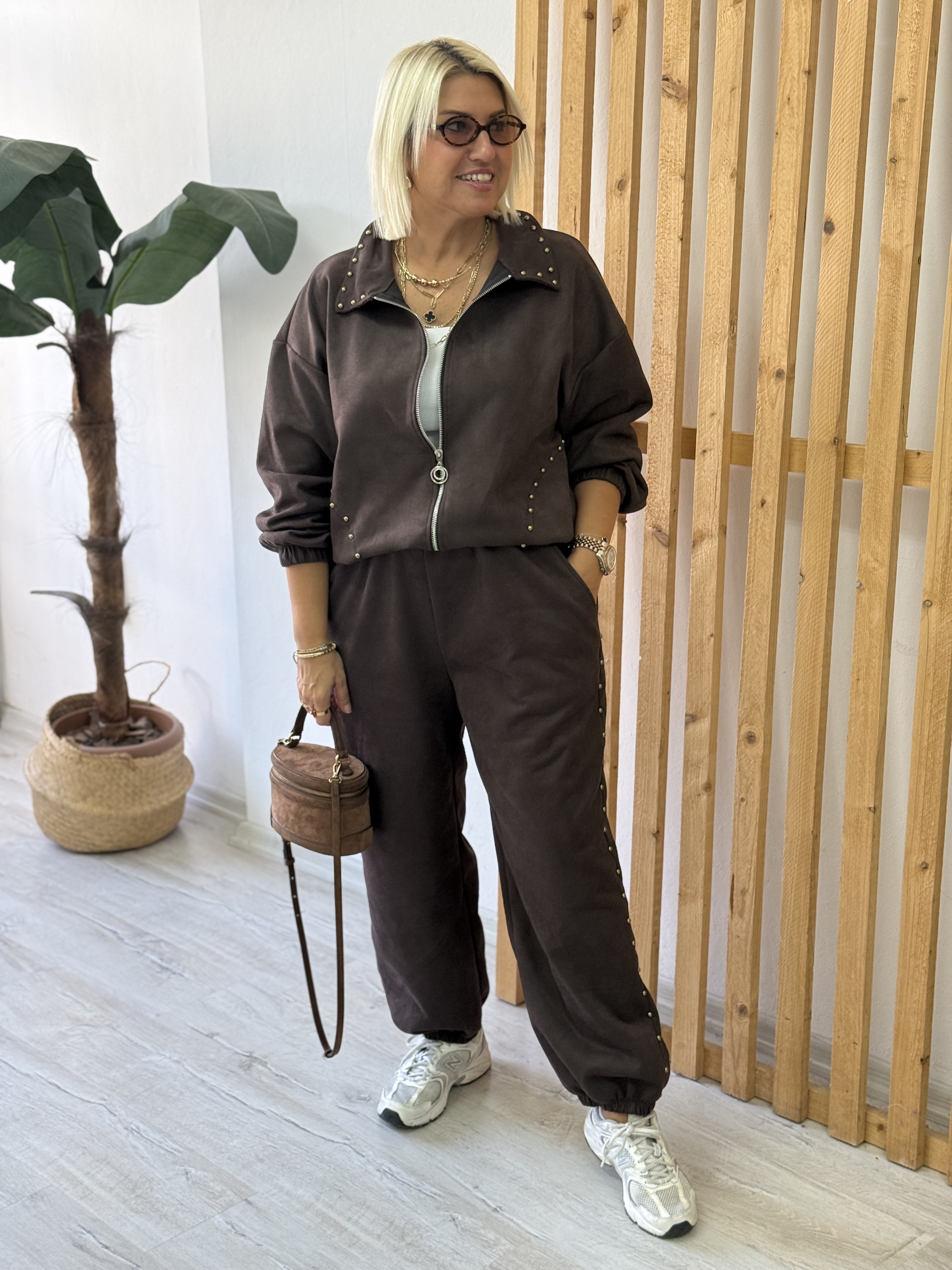  Zımbalı Ceket Pant.Süet İkili TakımUTK25012027-KAHVE-STD