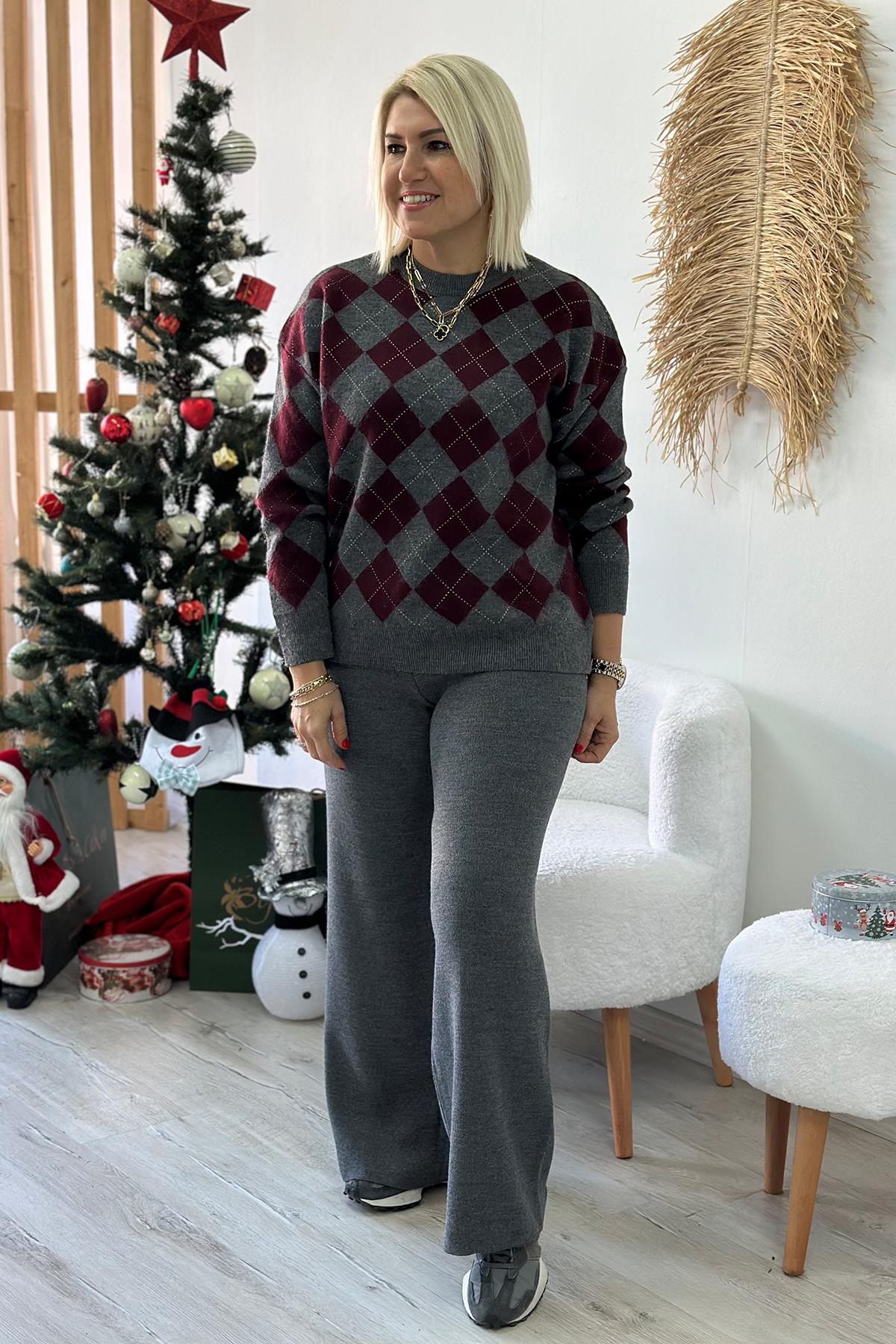 Gri Beli Lastikli Triko PantolonUK224048108-GRI-STD