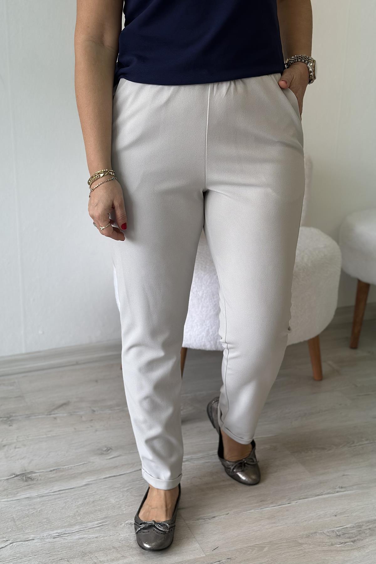 Gri Krep Kumaş Likralı PantolonAK214004-GRI-S