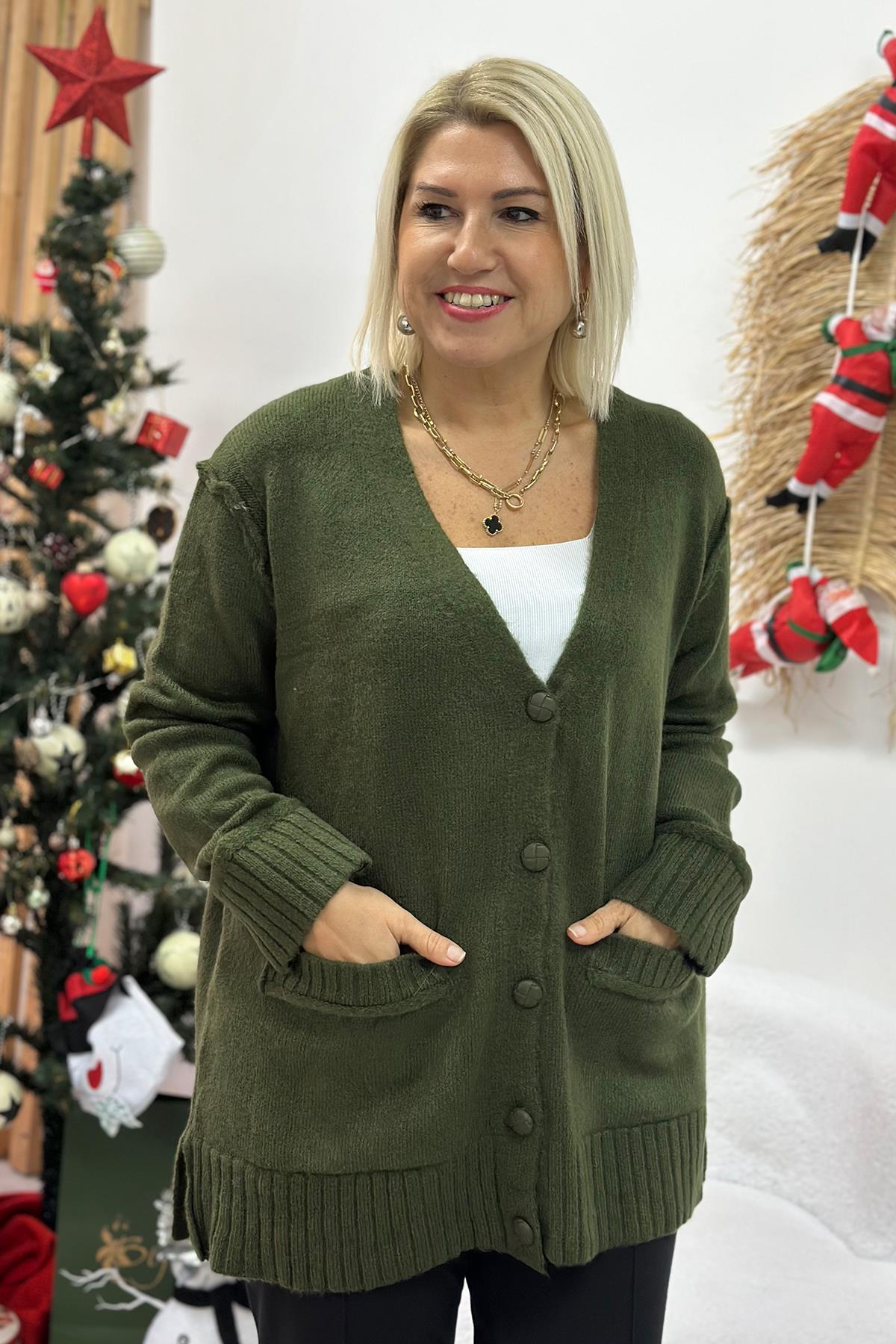 Haki Cepli Pist Dikiş HırkaUH24110911-HAKI-STD