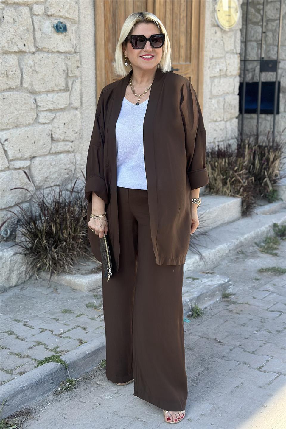 Kahverengi Kimonolu İkili TakımUTK2501156-KAHVERENGI-S
