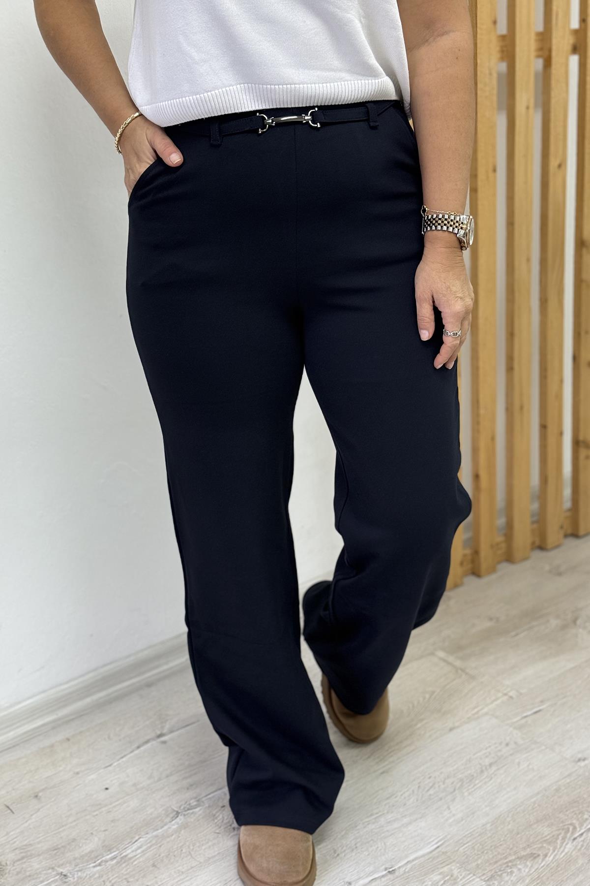 Lacivert Beli Aksesuarlı Bol Paça PantolonAPNT20250913-LACIVERT-36