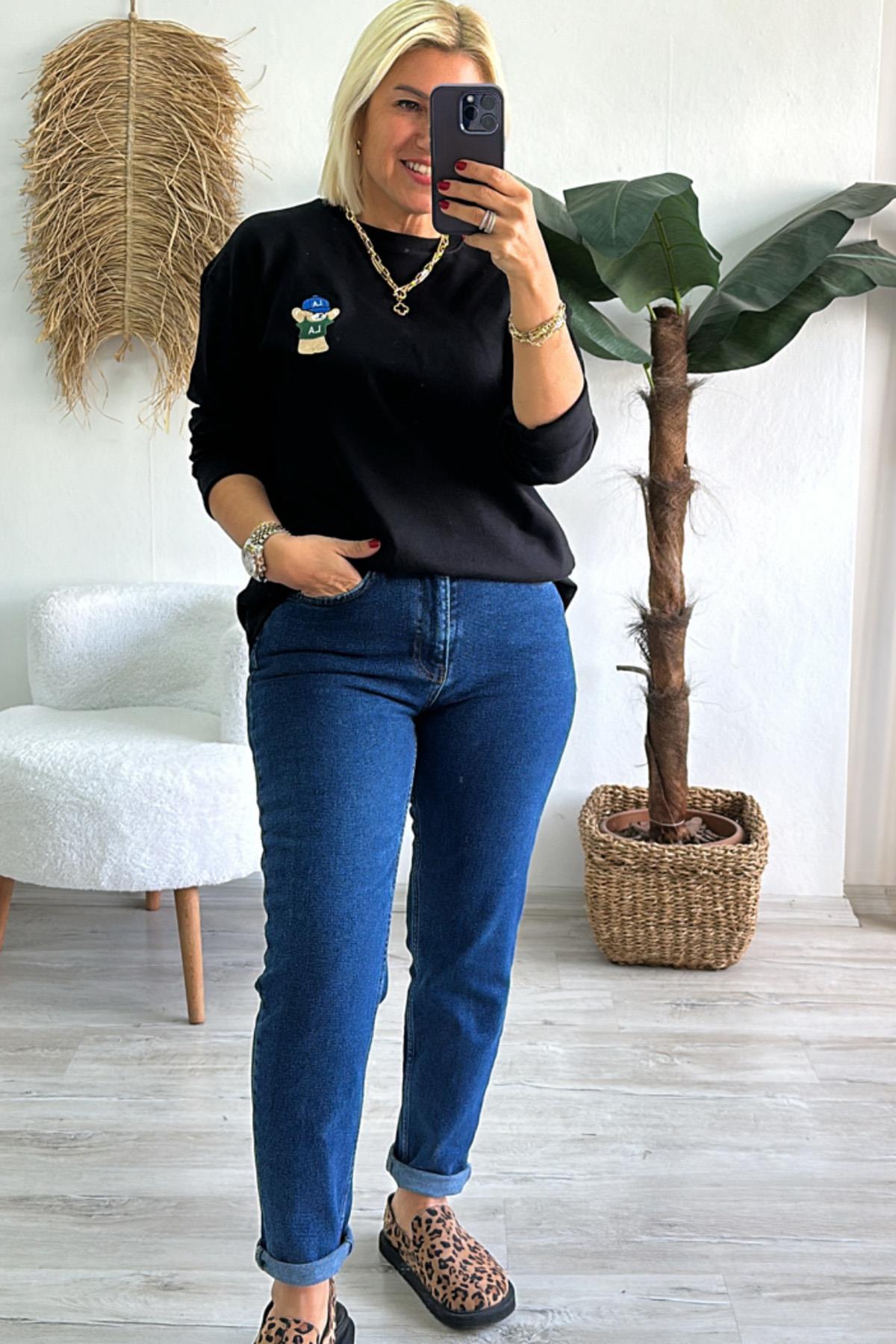 Mavi Yüksel Bel Lycralı Mom JeanAK223033-MAVI-34