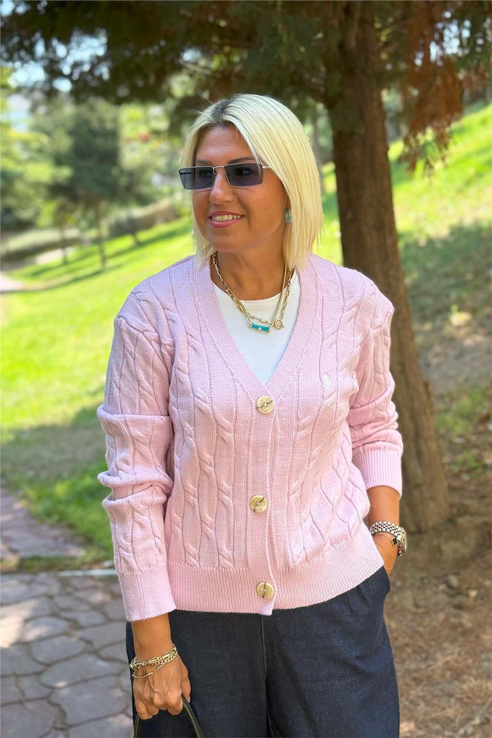 Nakış Arkalı Düğmeli HırkaDKH20250905-PEMBE-STANDART