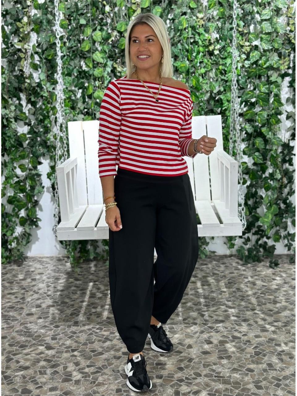 Siyah Beli Lastikli Şalvar Model Crep Pantolon UK224048105-Siyah
