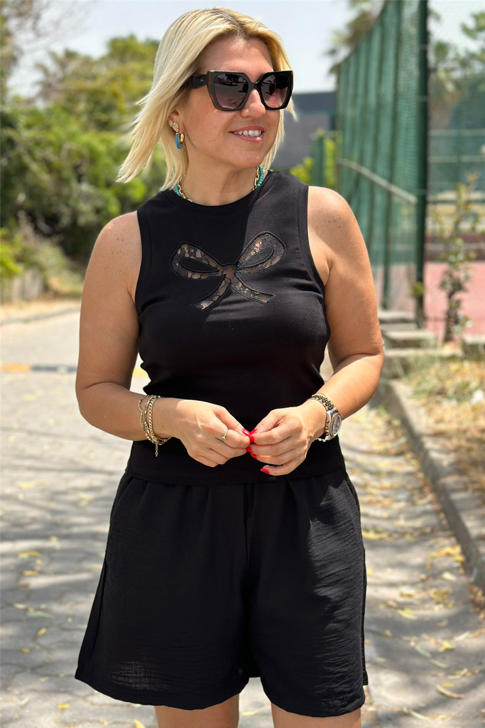 Siyah Dantel Detay Siyah AtletUY211018-SIYAH-S