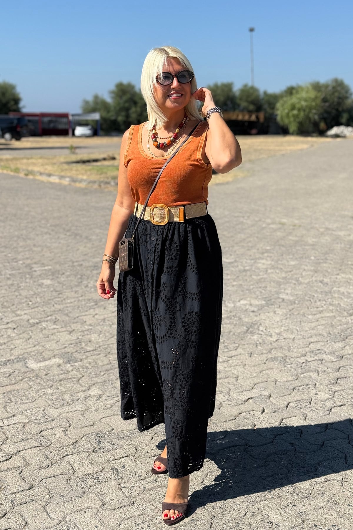 Siyah Hasır Kemerli Düğmeli Fisto EtekAETK2500139-SIYAH-STD