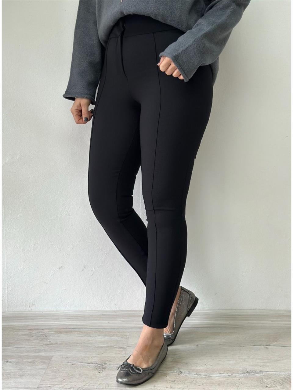 Siyah Yüksek Bel Toparlayıcı Tayt Pantolon  UK226034-Siyah