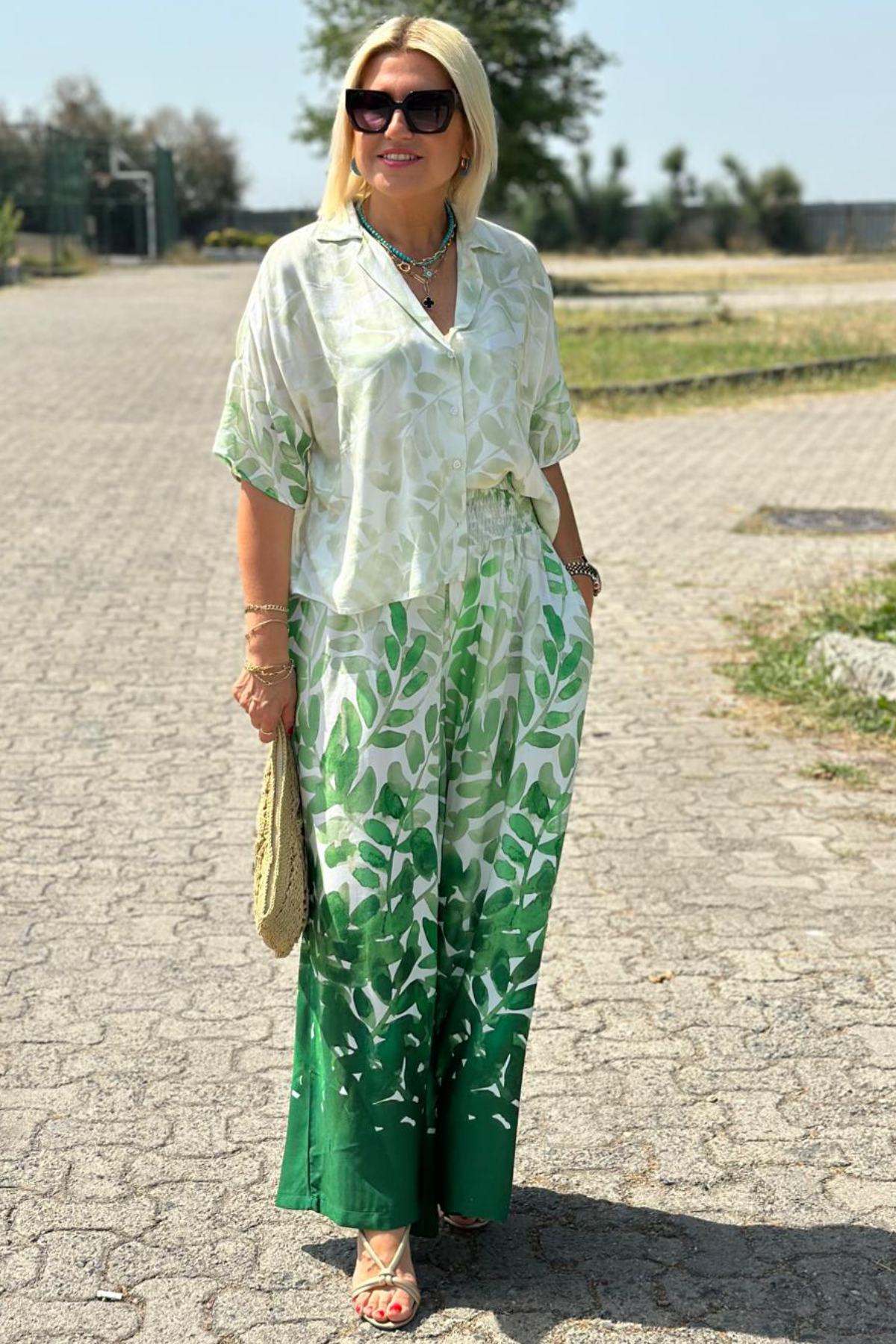Yeşil  Dal Desen İkili TakımUK2260364-YESIL-STD