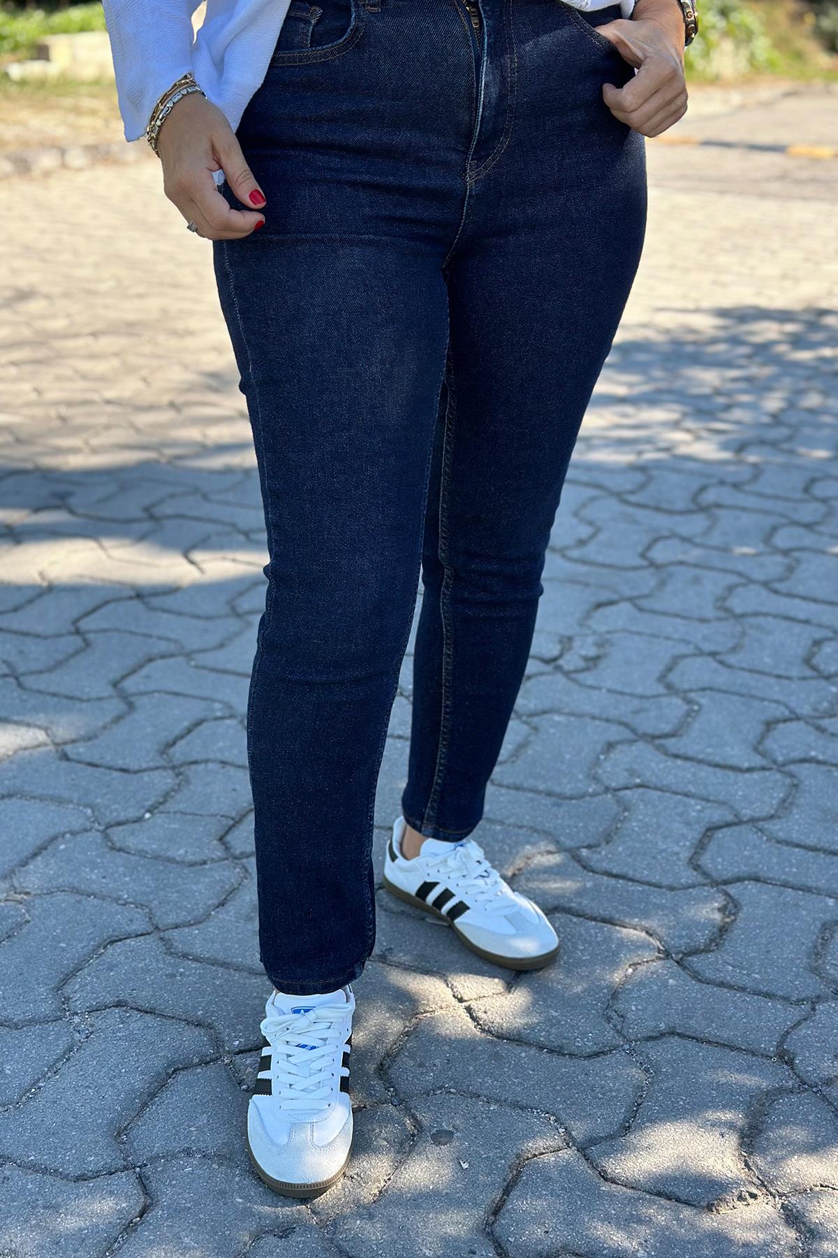 Yüksek Bel Lacivert Slim Fit JeanAK223031-LACIVERT-34