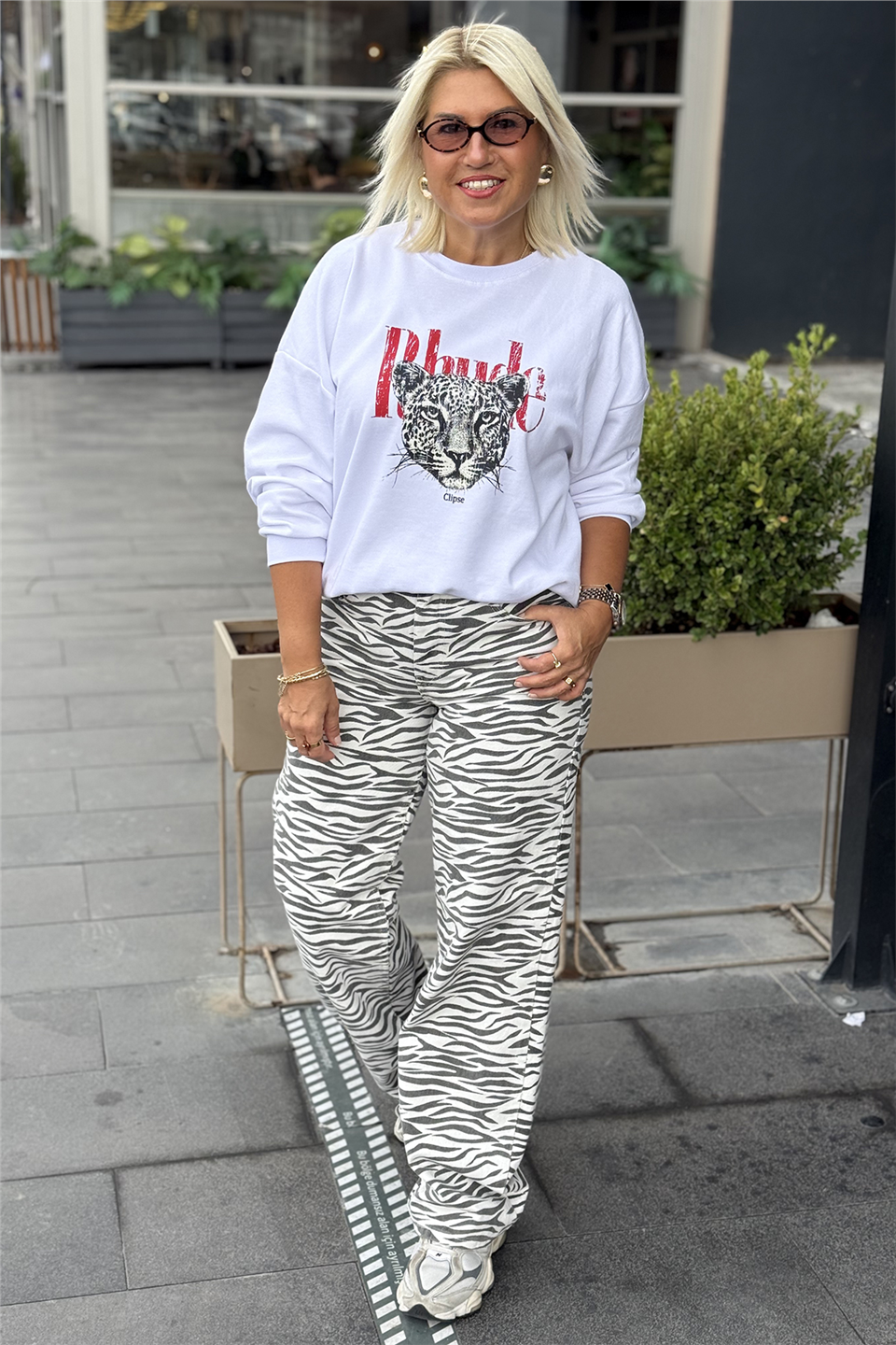 Zebra Zebra Desenli Kadın Jean PantolonAPNT20250992-ZEBRA-36