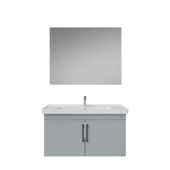 Creavit D20 Kapaklı Lavabo Dolabı Düz Ayna Takımı Gri 100 cm