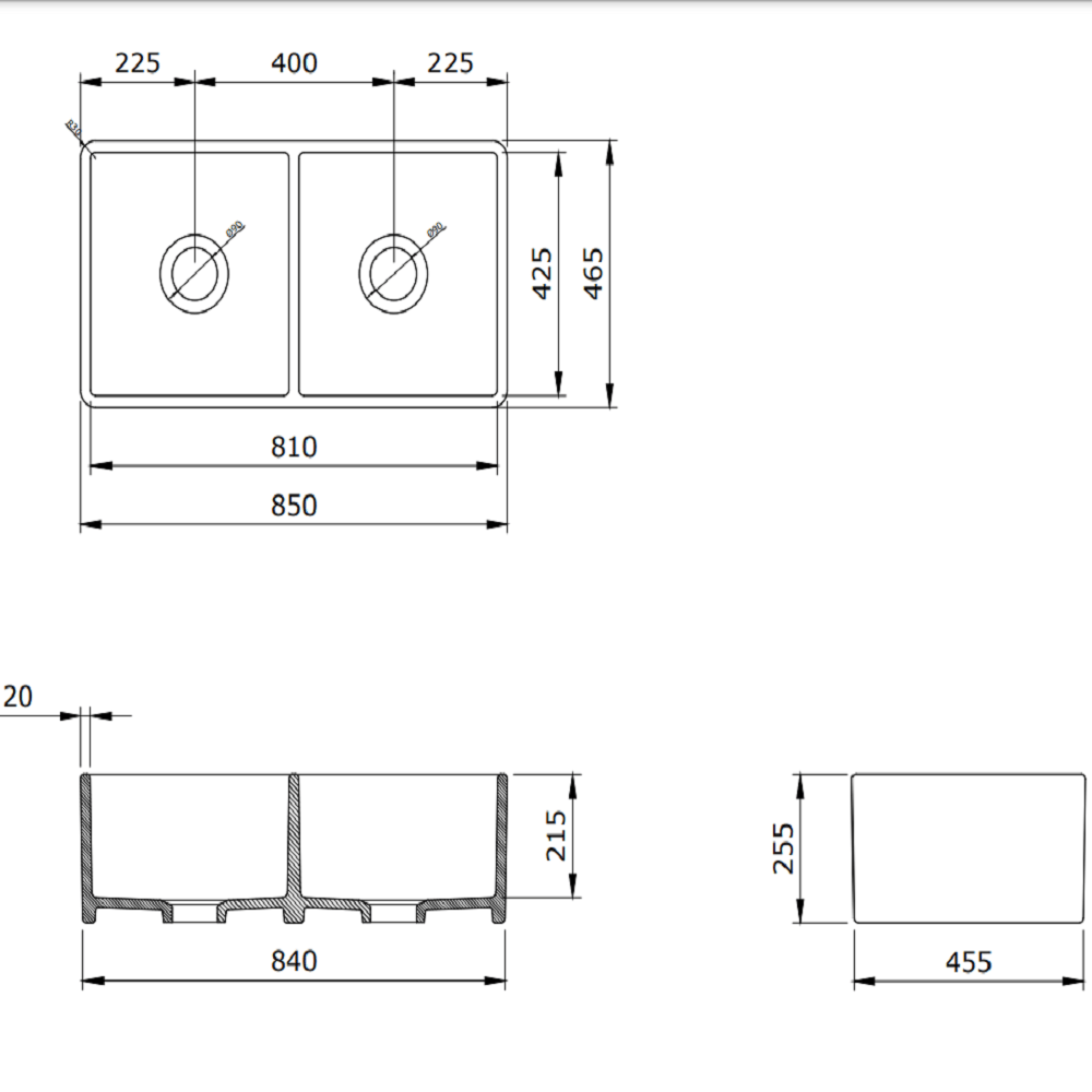 Bocchi Lavello Mutfak Evyesi 85 cm Mat Siyah 1139-005-0120