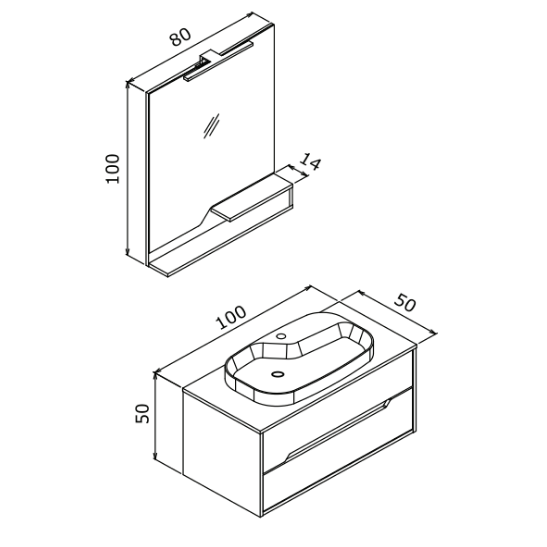 Orka Galia 100 CM Banyo Dolabı Takım Lidya-Koyu Meşe