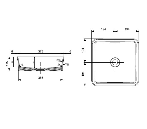 Bocchi Slim Line Kare Lavabo 38x38 cm Mat Gri 1477-006-0125