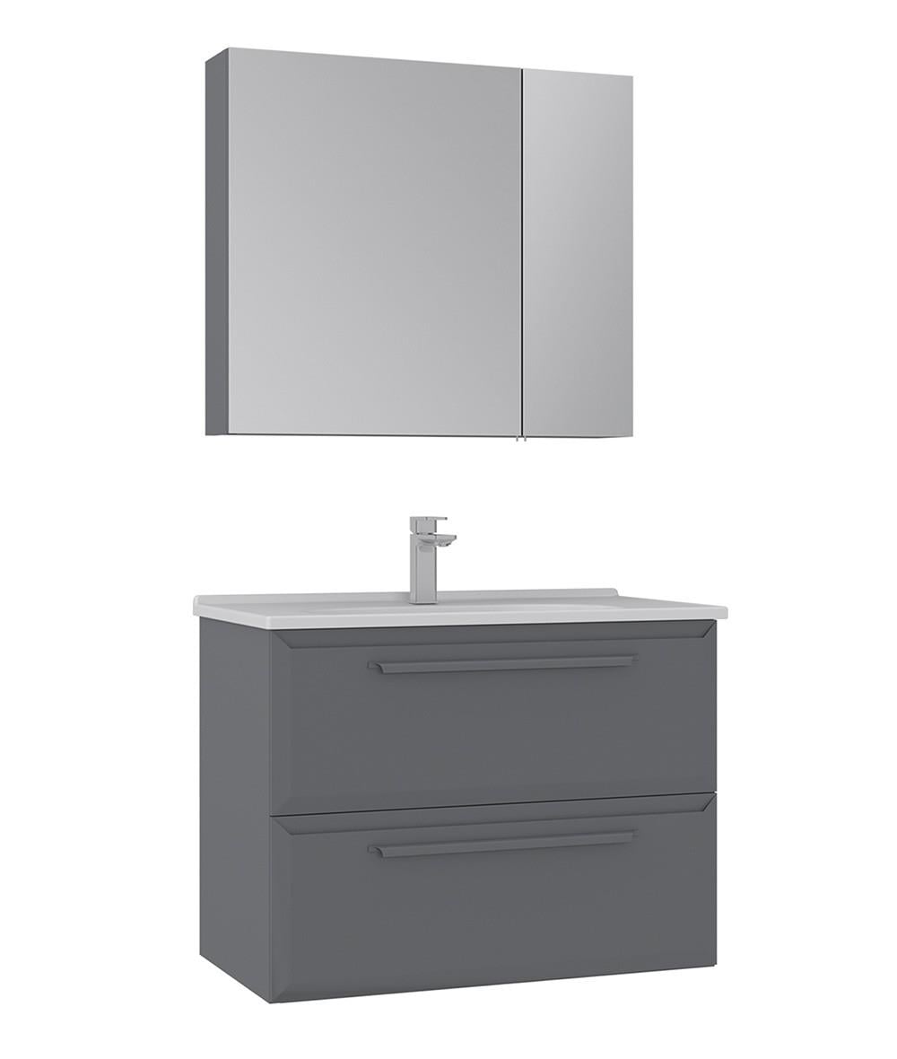 Orka Nuvola 80 CM Banyo Dolabı Takım Parlak Gri