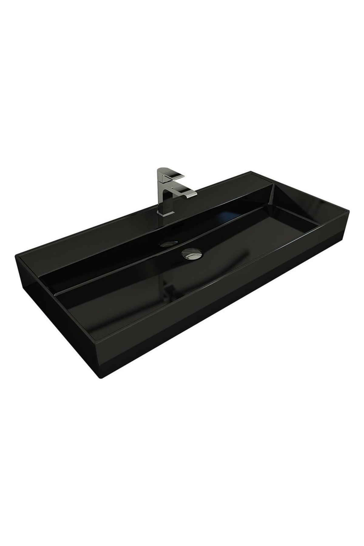 Bocchi 1378-005-0126 Milano Tezgah Üstü Lavabo 100 Cm Parlak Siyah