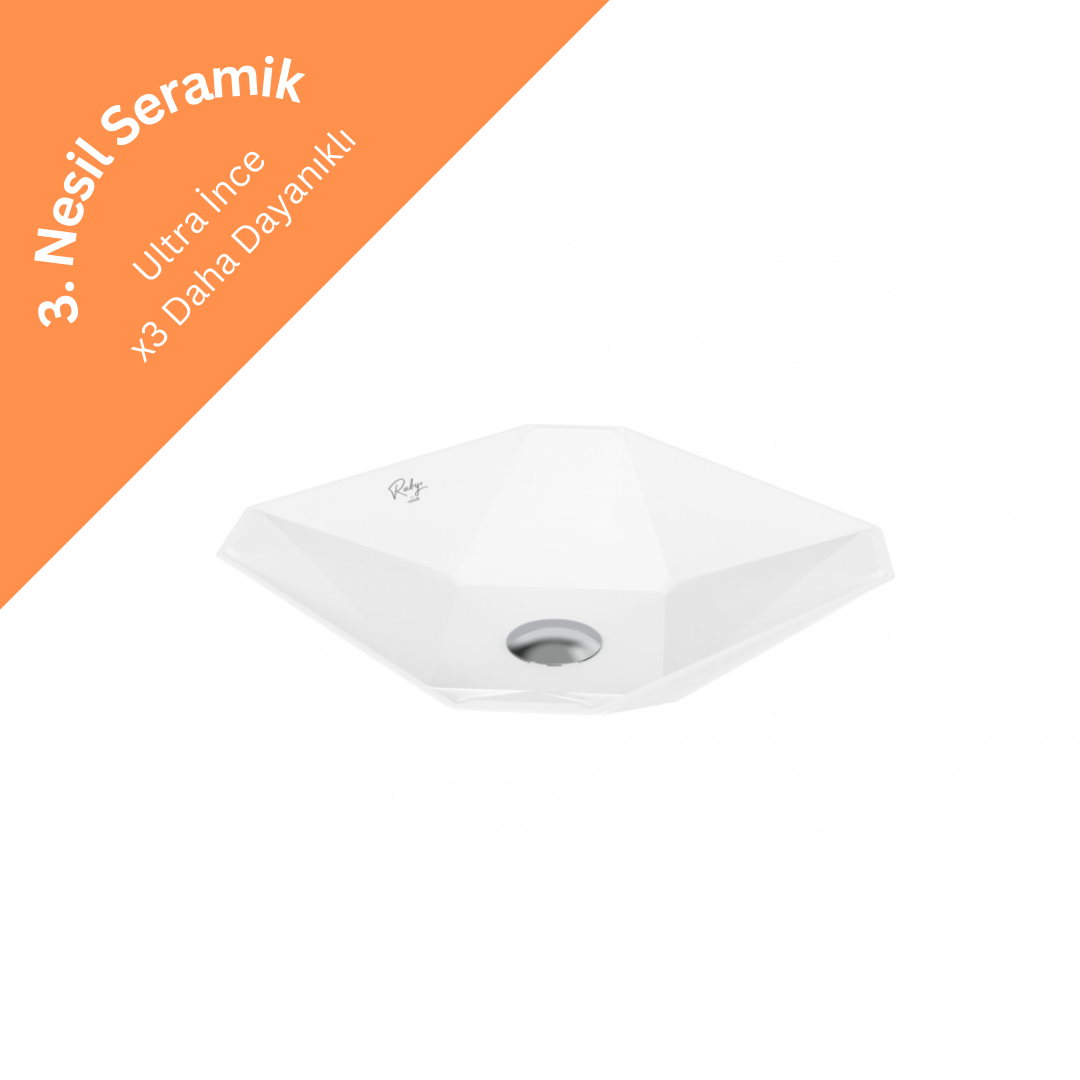 Creavit RB040  Ruby Tezgah Üzeri Lavabo 40x40 cm Parlak Beyaz