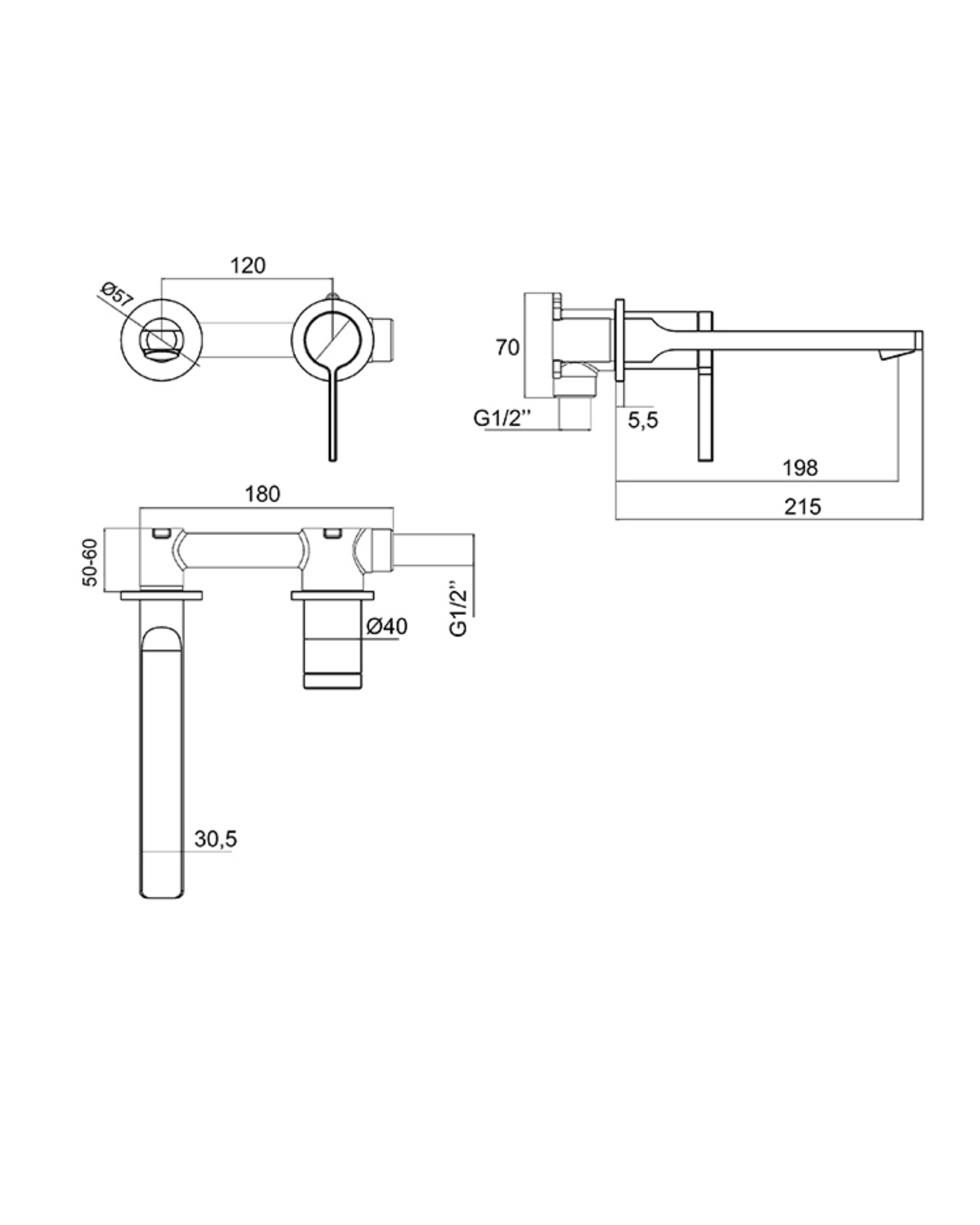 Newarc Bold Ankastre Lavabo Bataryası Siyah 910571B