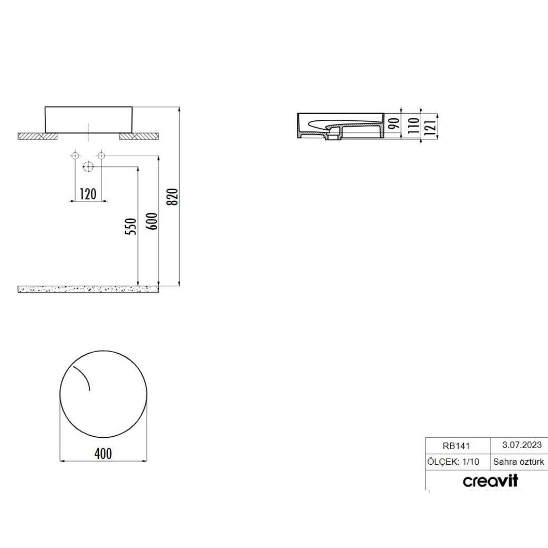 Creavit RB141 Ruby Tezgah Üzeri Lavabo Ø40 cm
