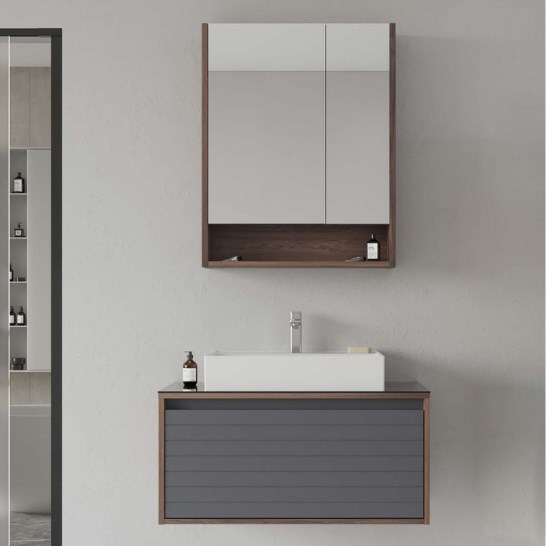 Orka Prato 80 Cm Banyo Dolabı Takımı Navaro Koyu Meşe Antrasit