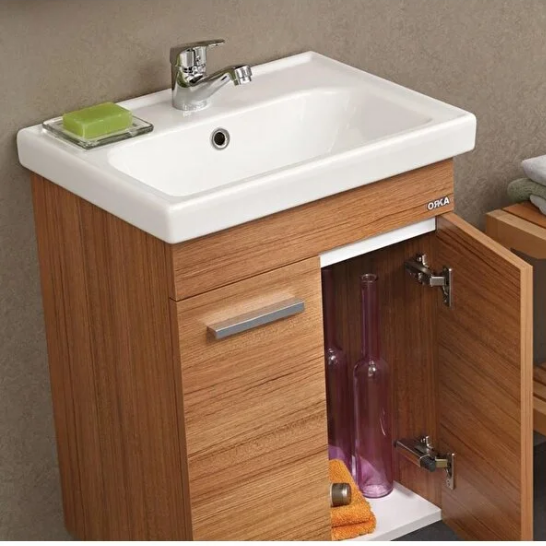 Orka Enez 65 cm Banyo Dolabı Açık Ceviz (Morgana Kiraz)