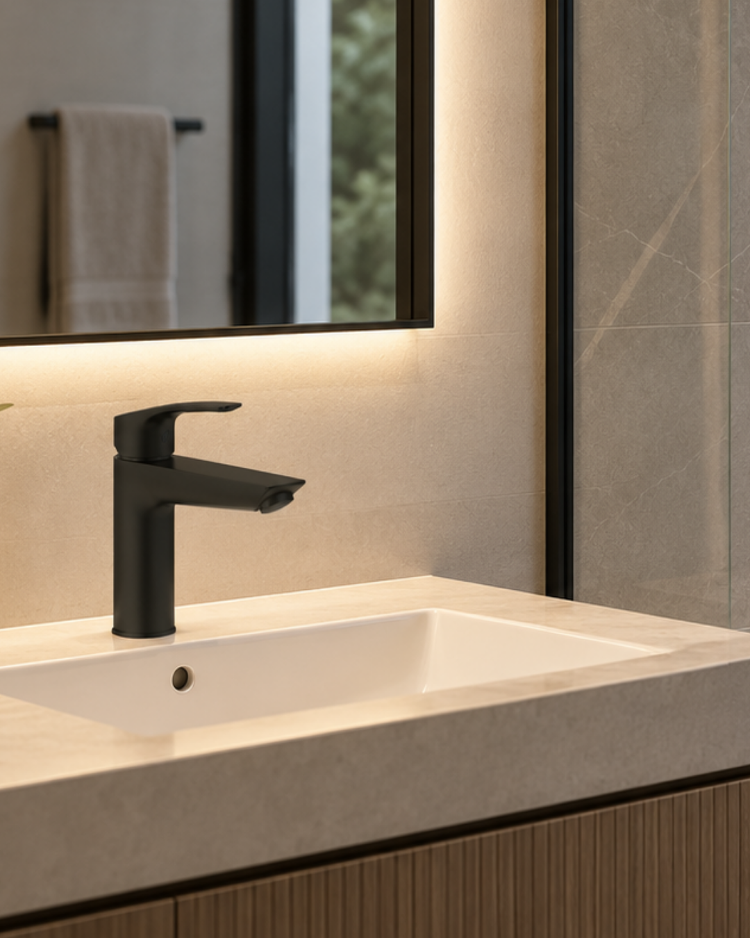 Grohe Eurosmart Sıva Üstü Banyo Seti Mat Siyah 