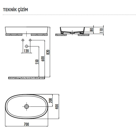 CREAVİT LP170 Loop Oval Çanak Lavabo 40x70 cm