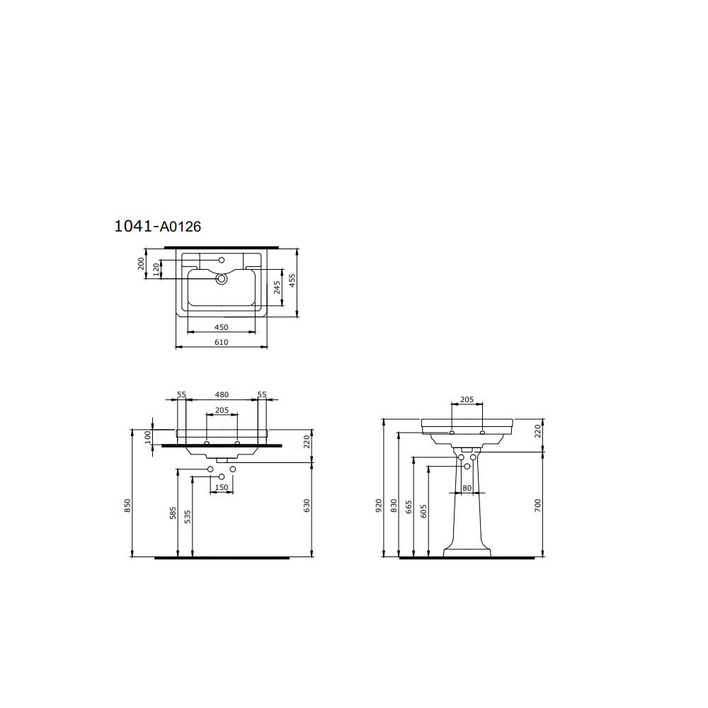 Bocchi Verona Lavabo 60 cm Parlak Beyaz 1041-061-0126