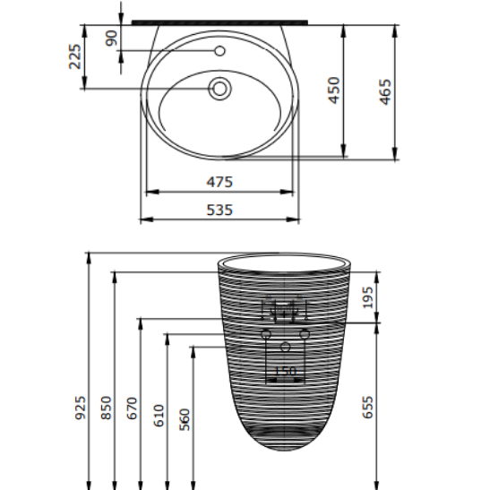 BOCCHI 1655-001-0126 Strata Asma Monoblok Lavabo, Parlak Beyaz