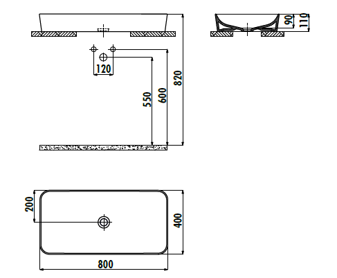CREAVİT UL080 Ultra Tezgah Üstü Lavabo Beyaz 80 cm