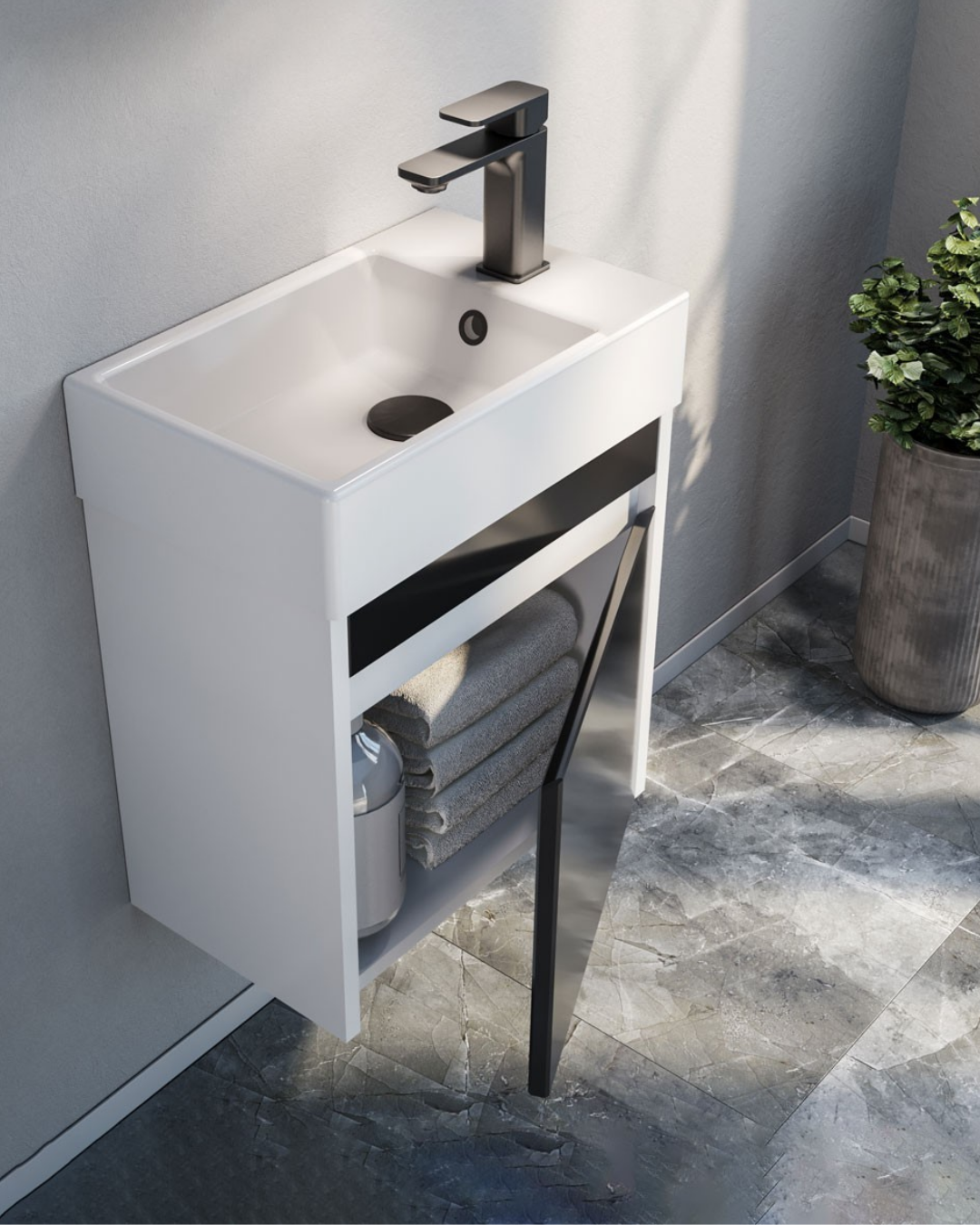Orka Yedisu 45 CM Banyo Dolabı Takım Siyah