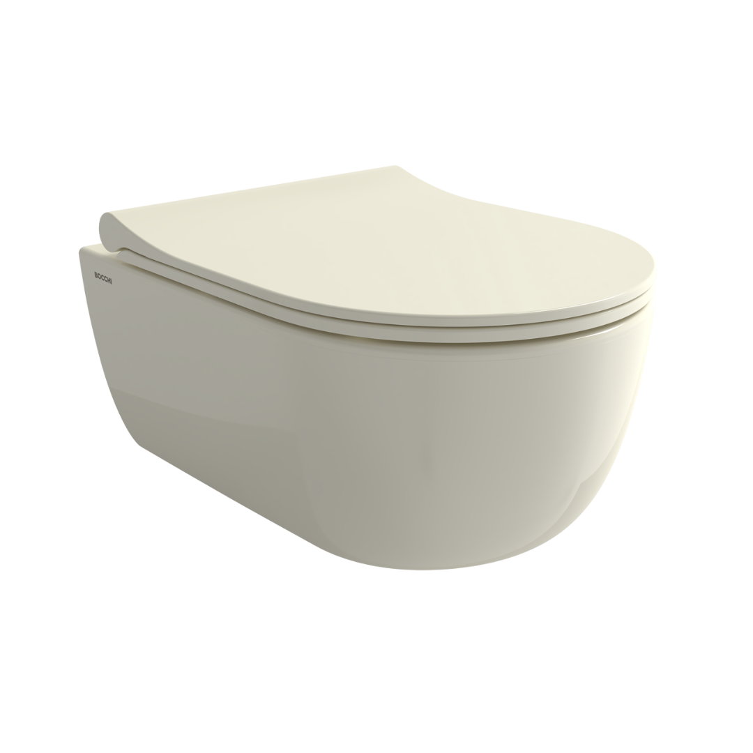 Bocchi 1416-014-0128 V Tondo Rimless Asma Klozet Ve Kapak Parlak Bisküvi 